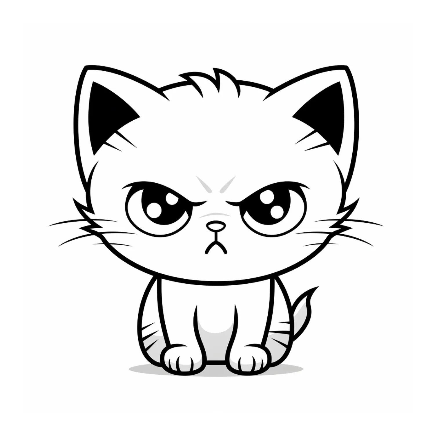 Grumpy Little Kitten coloring page - free printable grumpy little kitten coloring sheet for kids