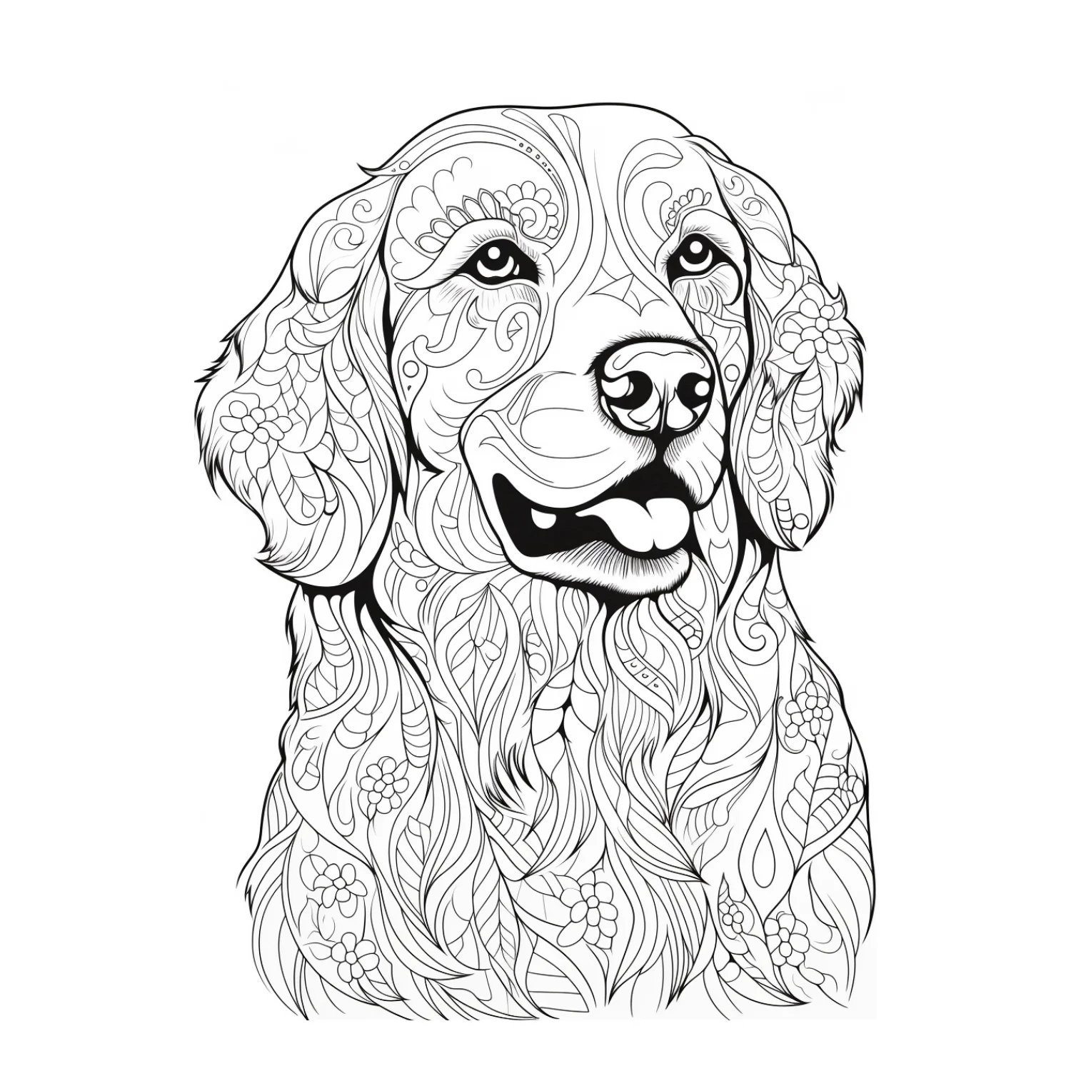 Golden Retriever Mandala coloring page - free printable golden retriever coloring sheet for kids